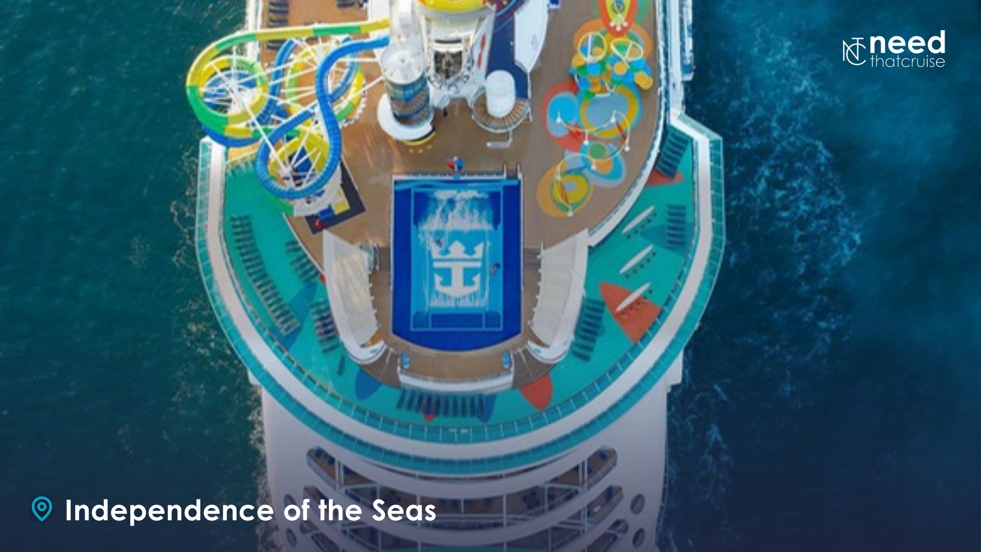 Aerial view of Royal Caribbean's Independence of the Seas cruise ship at sea