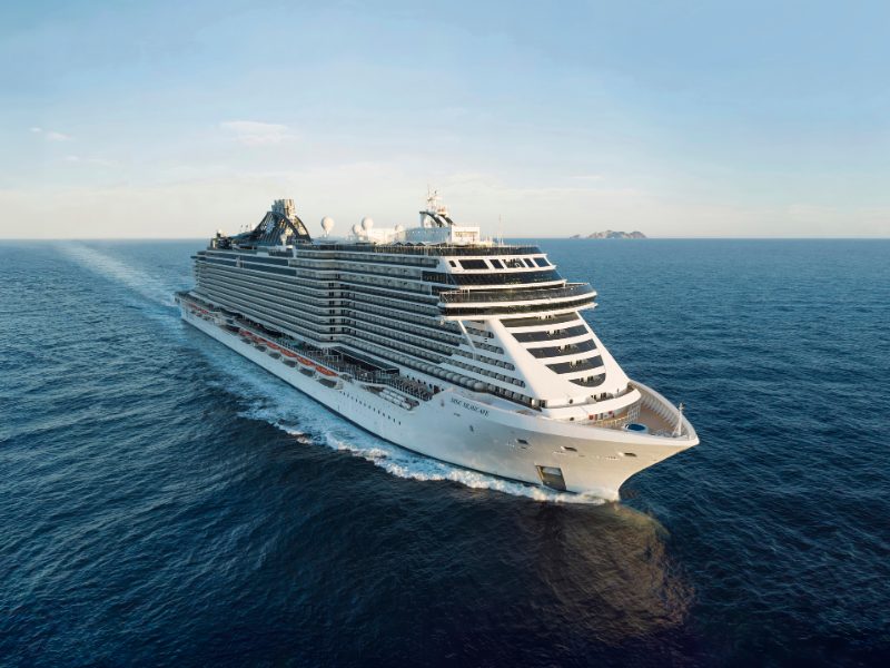 Aerial view of MSC Seascape at sea